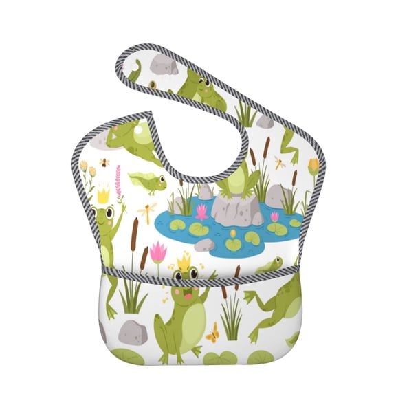 Kdxio Cartoon Frogs Bibs For Babies, Baby Bibs for Eating, Toddler Bibs, Waterproof Bibs, Feeding Bibs, for Toddlers, Boys, Girls