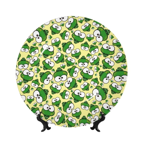 Kdxio Cartoon Frogs Bone China Decorative Plate Ceramic Decorative Plate for Home Office Wall Stand Decorative Plates for Home Bedroom-10in