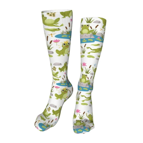 Kdxio Cartoon Frogs Funny Silky Novelty Funky Long Knee High Socks Soft 3D Print Cosplay Crazy Stockings for Men Women