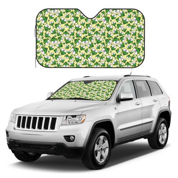 Kdxio Cartoon Frogs Print Windshield Sun Shade, Foldable Sun Blocker for Car,Truck,SUV Automotive Interior Sun Protection,Reflective Shade for Front Windshield(Small)