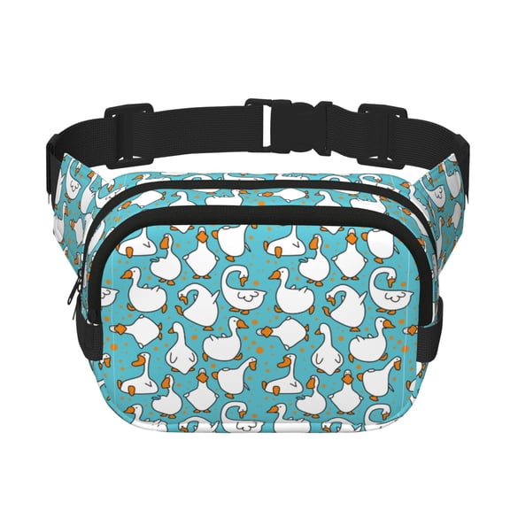 Kdxio Cartoon Funny Goose Crossbody Double Layer Waist Bag Belt Bag for Unisex Fanny Pack Fashion Waist Packs for Hiking Running Shopping Traveling