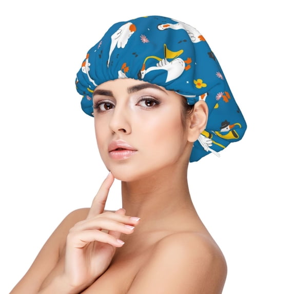 Kdxio Cartoon Goose Pattern Satin Bonnet Silk Bonnet Hair Bonnet for Sleeping Hair Bonnets for Women Curly Natural Hair