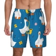 thumbnail image 1 of Kdxio Cartoon Goose Print Men'S Swim Trunks With Compression Liner 7 Inch Inseam Quick Dry Swim Shorts, 1 of 7