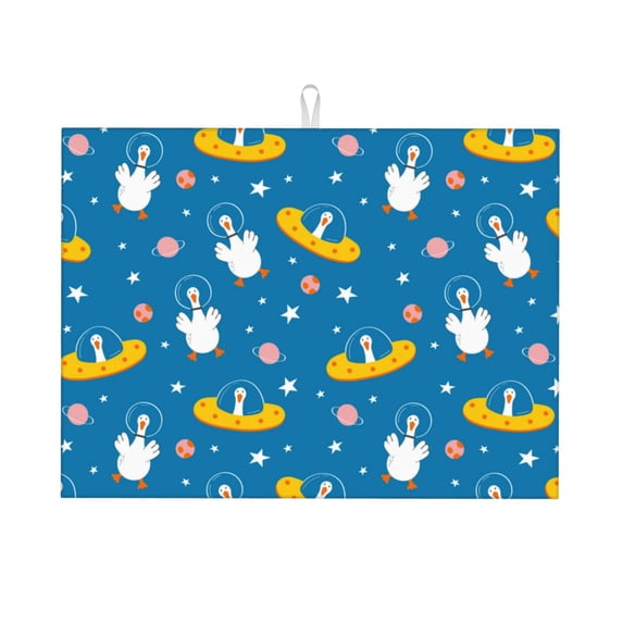 Kdxio Cartoon Goose for Dish Drying Mat,24*18 inch Absorbent Dish Drainer Kitchen Counter,Large Size Dish Drying Pad for Countertops,Draining Racks