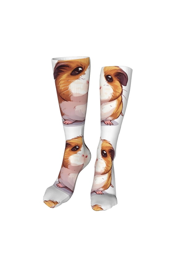 Cartoon Guinea Pig Funny Silky Novelty Funky Long Knee High Socks Soft 3D Print Cosplay Crazy Stockings for Men Women