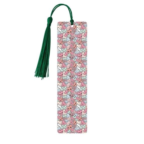 Kdxio Cartoon Hearts Print Metal Tassel Bookmarks,Perfect Gift for Art Lovers and Bookworms Metal Bookmarks for Women