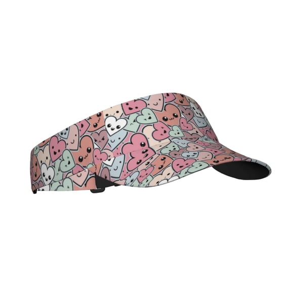 Kdxio Cartoon Hearts Print Sun Visor Hat Golf Visor Adjustable Velcro Outdoor Sports Cap for Men Women