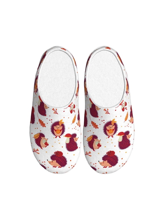 Cartoon Hedgehogs Women's Men's Slippers Plush Slip-On House Slipper for Winter Indoor Soft Cushion Non-slip Fluffy Slides Slippers-13
