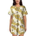thumbnail image 1 of Kdxio Cartoon Honey Pot Bee Sunflower Print Pajamas Sets for Women Short-Sleeved Pjs with Lounge Shorts Two Piece Sleepwear S-4XL, 1 of 8