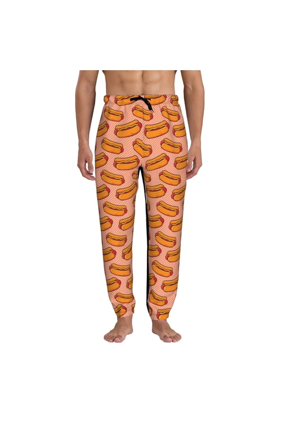 Cartoon Hot Dog Pattern Joggers,Sweatpants for Men with Pockets-3X-Large