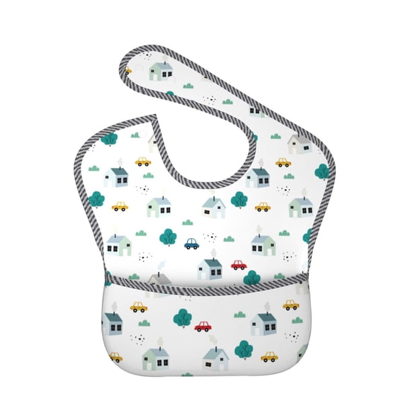 Kdxio Cartoon House Car Bibs For Babies, Baby Bibs for Eating, Toddler Bibs, Waterproof Bibs, Feeding Bibs, for Toddlers, Boys, Girls