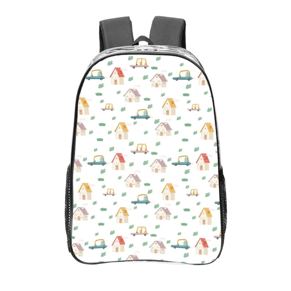 Kdxio Cartoon House Clear Backpack, Transparent Bookbag for School for Women Men, Capacity Clear Bag for College, Travel