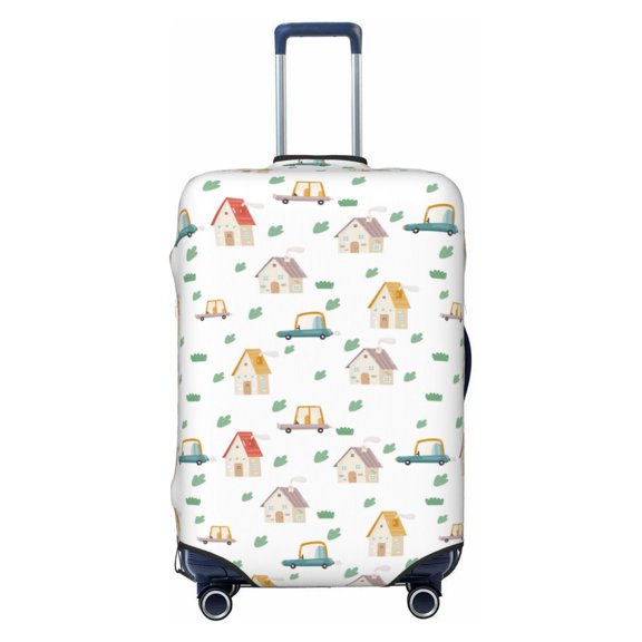 Kdxio Cartoon House Pattern Luggage Cover for Travel,Elastic and Durable,Fits 18-32 Inch,-No luggage included