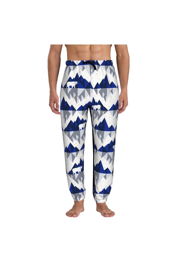 Cartoon Iceberg Polar Bear Pattern Joggers,Sweatpants for Men with Pockets-Large