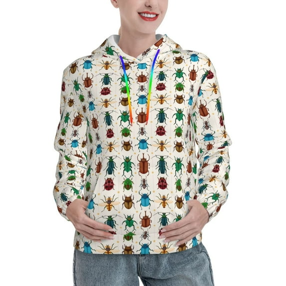 Kdxio Cartoon Insects Print Womens Oversized Hoodies Sweatshirts Hooded Pullover Tops Sweaters Casual-Small