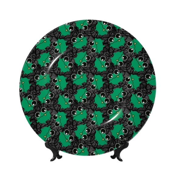 Kdxio Cartoon Kawaii Frogs Bone China Decorative Plate Ceramic Decorative Plate for Home Office Wall Stand Decorative Plates for Home Bedroom-6in
