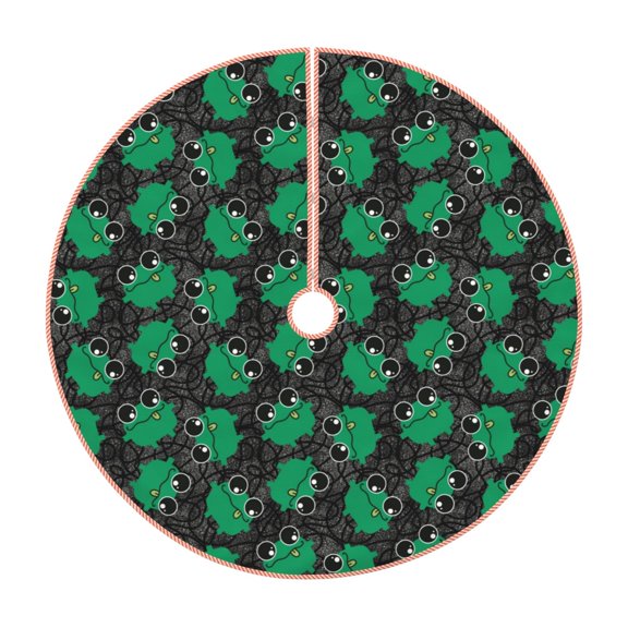 Kdxio Cartoon Kawaii Frogs Print Christmas Tree Skirt Christmas Xmas Tree Skirts Mat for New Year Holiday Christmas Party Decorations-30"