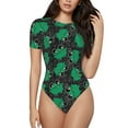 thumbnail image 1 of Kdxio Cartoon Kawaii Frogs for Women's Short-Sleeved Onesie Stylish Round Neck Pajamas Bodysuit Jumpsuit Nightwear-XX-Large, 1 of 7