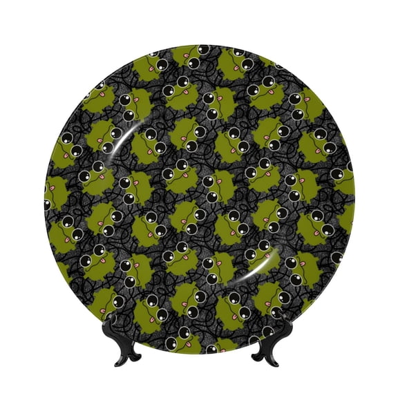 Kdxio Cartoon Kawaii Frogs1 Bone China Decorative Plate Ceramic Decorative Plate for Home Office Wall Stand Decorative Plates for Home Bedroom-6in