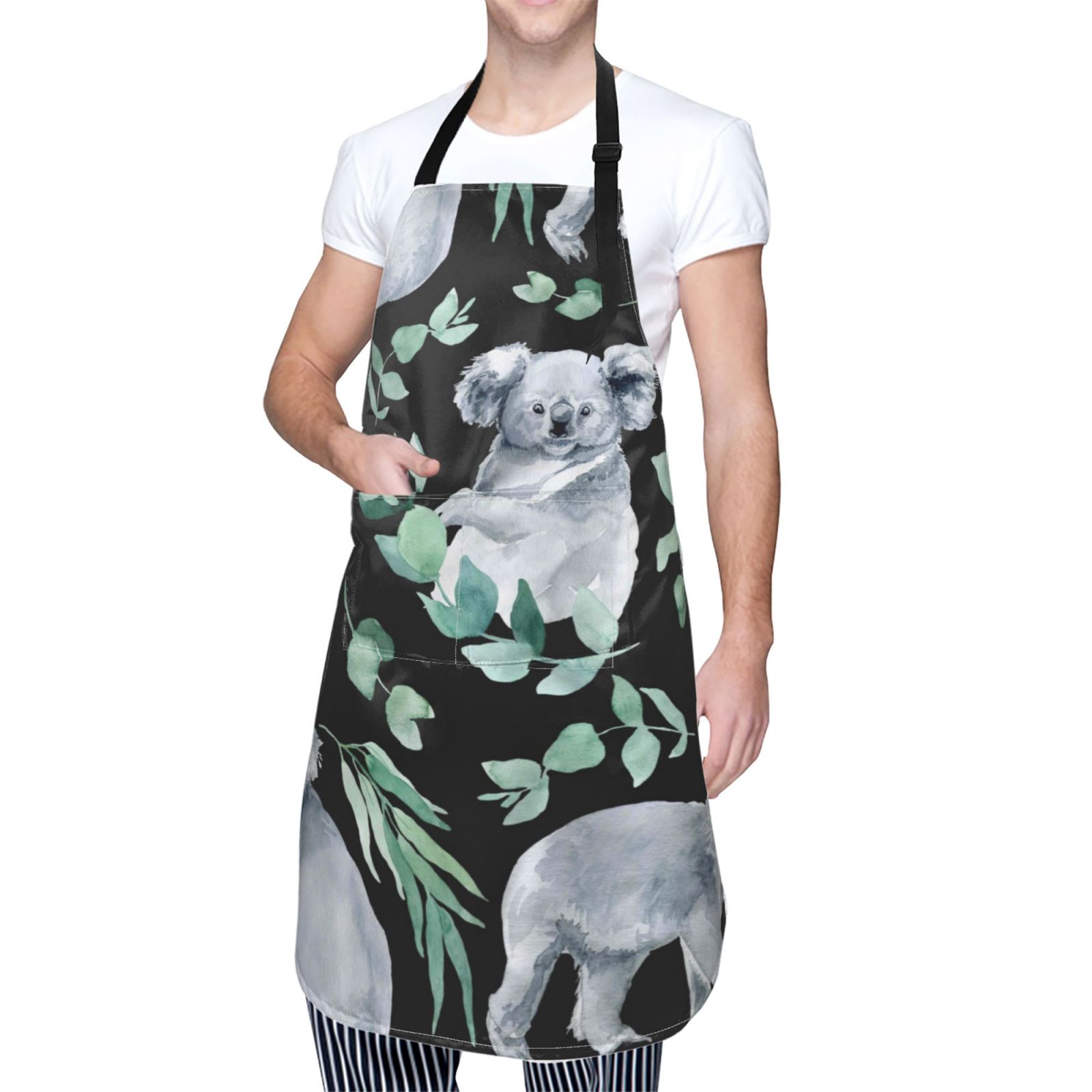 Kdxio Cartoon Koala Bear Apron with Pockets Adjustable Kitchen Aprons for Men Women Waterproof Aprons for Cooking,Drawing,Crafting, Baking Household Cleaning