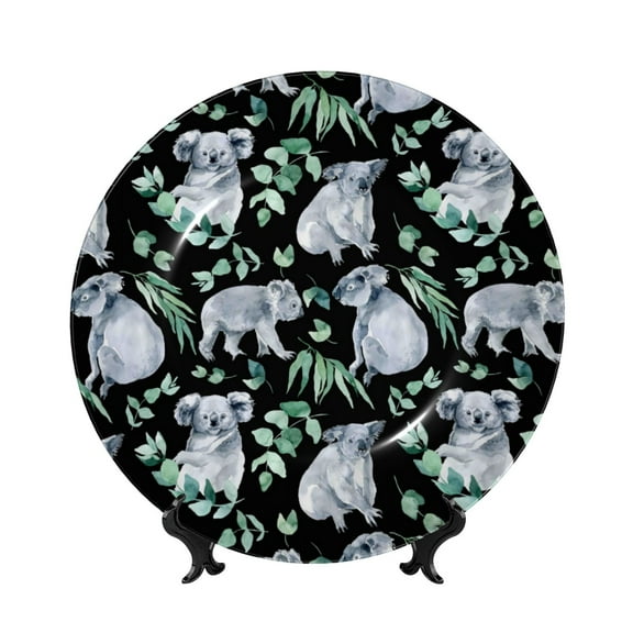 Kdxio Cartoon Koala Bear Bone China Decorative Plate Ceramic Decorative Plate for Home Office Wall Stand Decorative Plates for Home Bedroom-7in