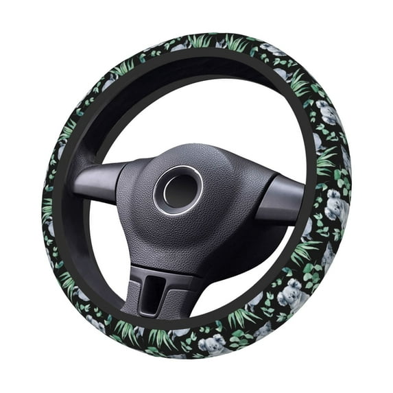 Kdxio Cartoon Koala Bear Print Elastic Stretch Steering Wheel Cover,Auto Steering Wheel Cover,15 Inch Anti-Slip,Warm in Winter and Cool in Summer,Fit Suvs,Vans Cars,Trucks