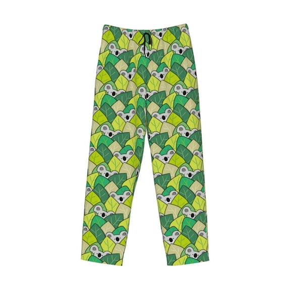 Kdxio Cartoon Koala Bear and Leaf Print Men's Sleep Pajama Pant Lounge Pants with Pockets