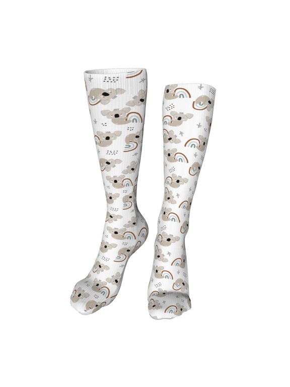 Cartoon Koala Funny Silky Novelty Funky Long Knee High Socks Soft 3D Print Cosplay Crazy Stockings for Men Women