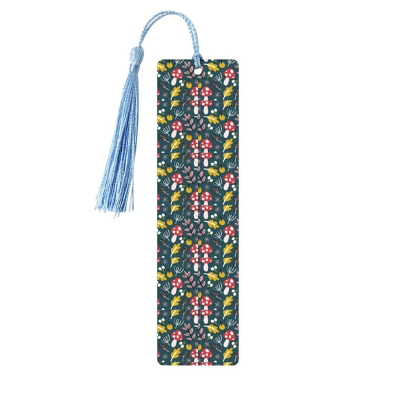 Kdxio Cartoon Leaf Mushroom Red Print Metal Tassel Bookmarks,Perfect Gift for Art Lovers and Bookworms Metal Bookmarks for Women