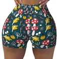 thumbnail image 1 of Kdxio Cartoon Leaf Mushroom Red Print Workout Shorts for Women Seamless Soft Smooth Gym Yoga Scrunch Active Shorts, 1 of 9