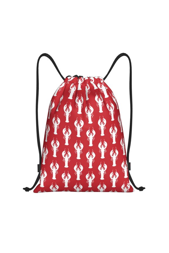 Cartoon Lobster Print Drawstring Backpack Bag,Waterproof Draw String Back Sack, Gym Drawstring Bags Swim Bag For Unisex