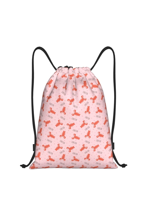 Cartoon Lobsters 3 Print Drawstring Backpack Bag,Waterproof Draw String Back Sack, Gym Drawstring Bags Swim Bag For Unisex