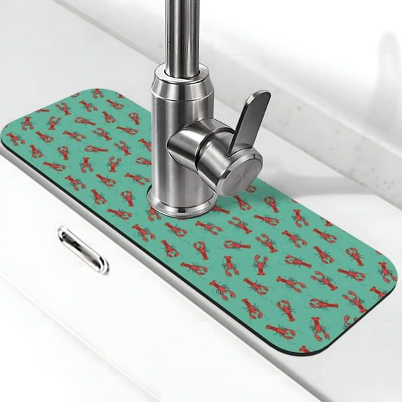 Kdxio Cartoon Lobsters 4 Pattern Non-Slip Diatom Mud Faucet Drain Pad,Self Absorbent Mat for Kitchen Sink for Variety Kitchen & Bathroom Countertops
