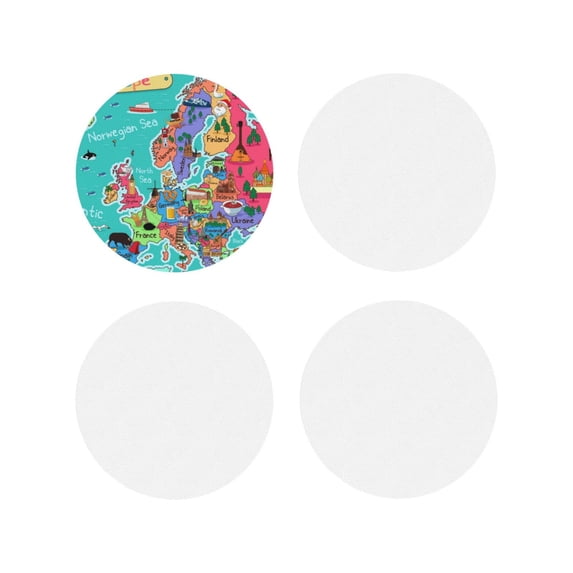 Kdxio Cartoon Map Of Europe Funny Coasters,4 Pcs Leather Coasters,Housewarming Gifts,Protect Furniture From Water Marks Scratch And Damage