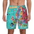 thumbnail image 1 of Kdxio Cartoon Map Of Europe Print Men'S Swim Trunks With Compression Liner 7 Inch Inseam Quick Dry Swim Shorts, 1 of 7