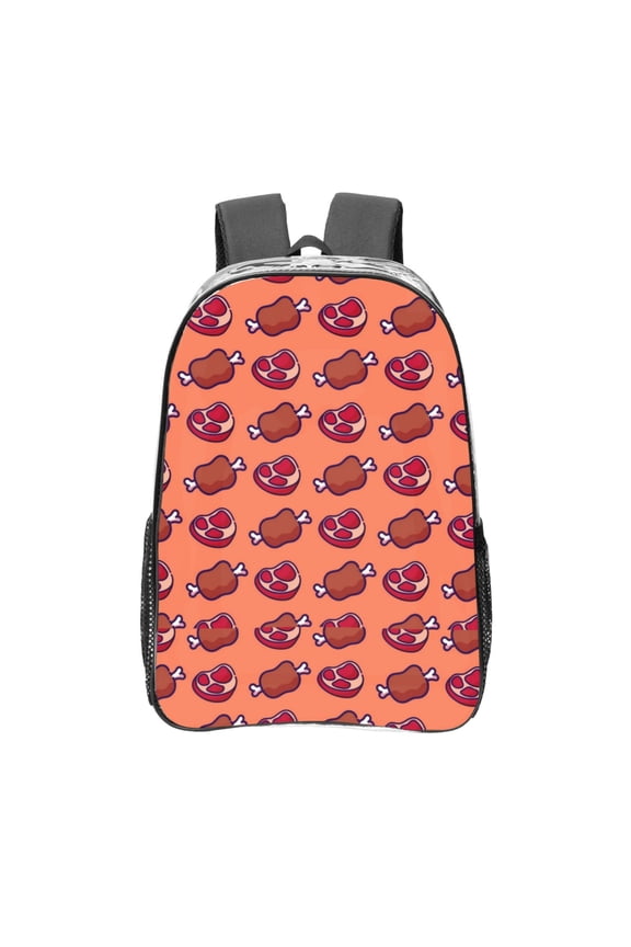 Cartoon Meat Clear Backpack, Transparent Bookbag for School for Women Men, Capacity Clear Bag for College, Travel