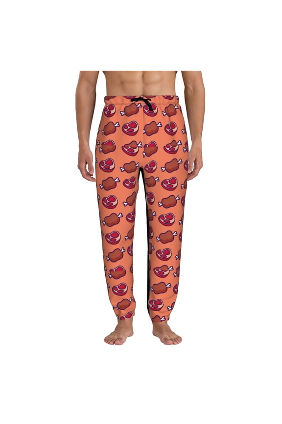 Cartoon Meat Pattern Joggers,Sweatpants for Men with Pockets-Large