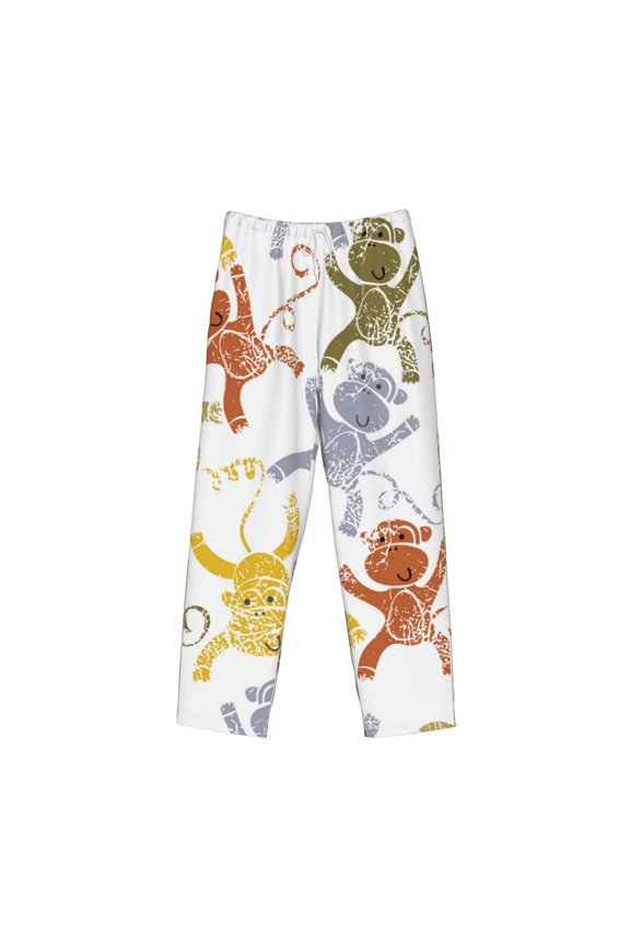 Cartoon Monkey Print Men's Sleep Pajama Pant Lounge Pants with Pockets
