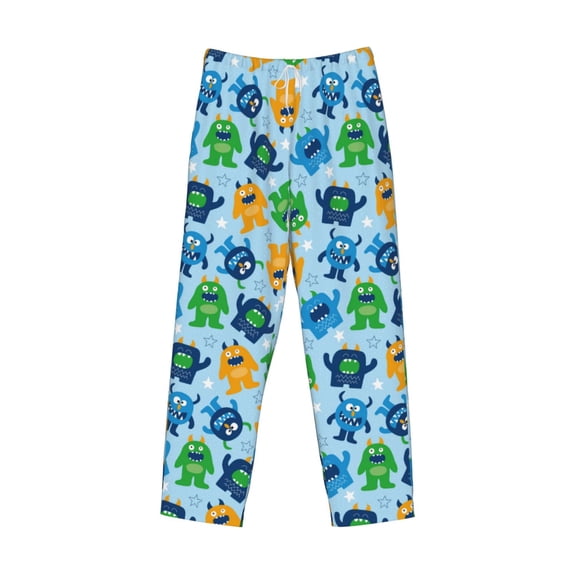 Kdxio Cartoon Monster Print Men's Sleep Pajama Pant Lounge Pants with Pockets
