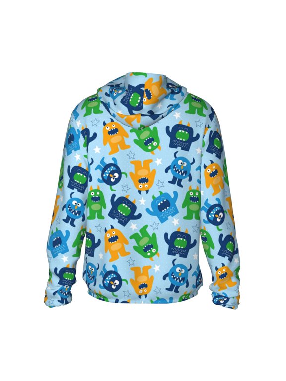Cartoon Monster Print Women Men Sun Protection UPF 50+ Jackets Zip Up Long Sleeve Hoodie Hiking Lightweight with Pockets