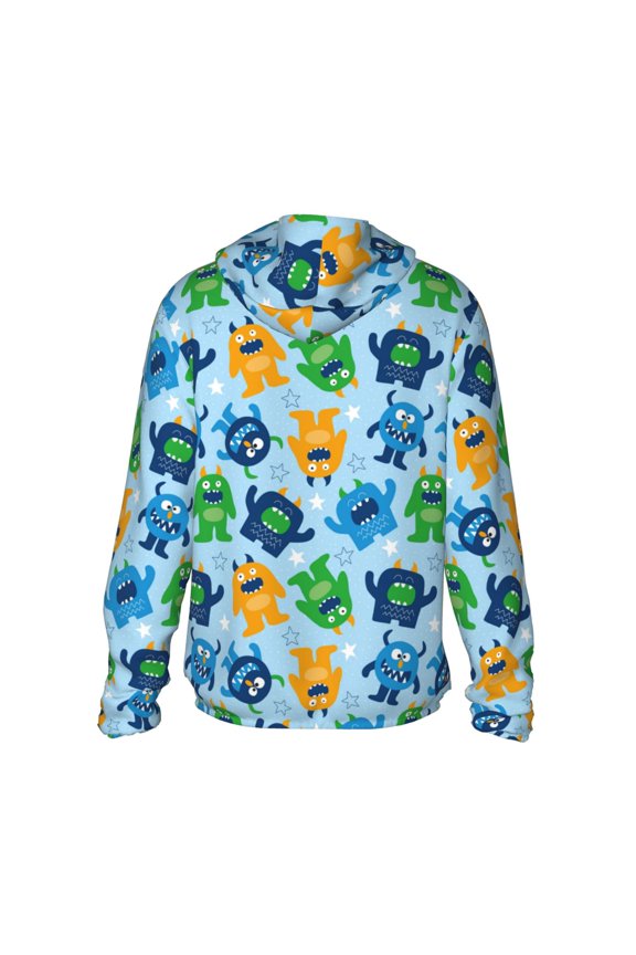Cartoon Monster Print Women Men Sun Protection UPF 50+ Jackets Zip Up Long Sleeve Hoodie Hiking Lightweight with Pockets