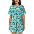 thumbnail image 1 of Kdxio Cartoon Monster Truck Print Pajamas Sets for Women Short-Sleeved Pjs with Lounge Shorts Two Piece Sleepwear S-4XL, 1 of 8