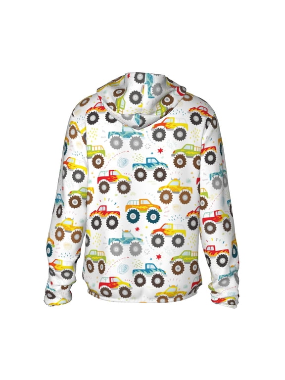 Cartoon Monster Trucks Print Women Men Sun Protection UPF 50+ Jackets Zip Up Long Sleeve Hoodie Hiking Lightweight with Pockets