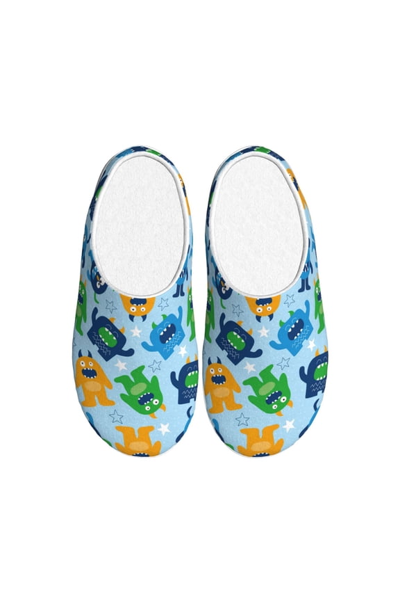 Cartoon Monster Women's Men's Slippers Plush Slip-On House Slipper for Winter Indoor Soft Cushion Non-slip Fluffy Slides Slippers-13