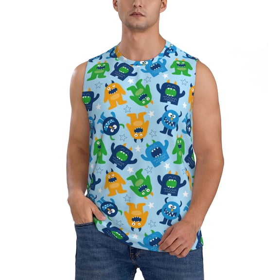 Kdxio Cartoon Monster for Men's Muscle T-shirt,Sleeveless for Workout Running Athletic Gym Lounge Casual