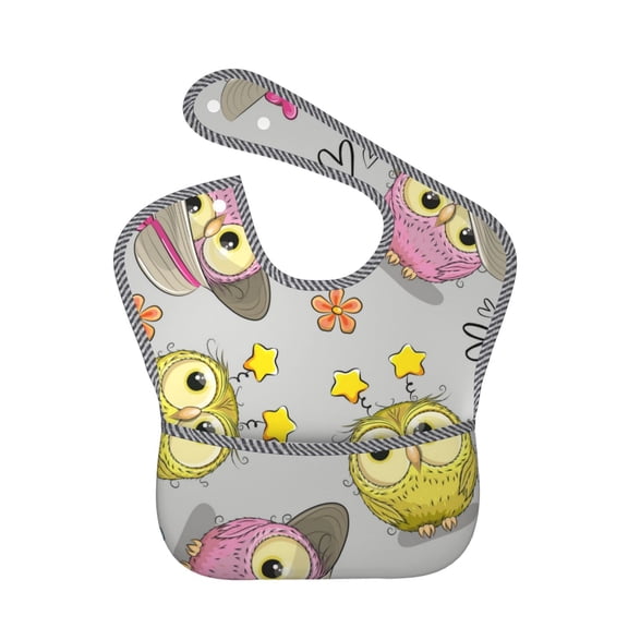 Kdxio Cartoon Owls Bibs For Babies, Baby Bibs for Eating, Toddler Bibs, Waterproof Bibs, Feeding Bibs, for Toddlers, Boys, Girls
