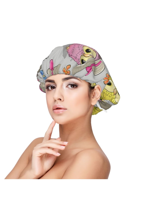 Cartoon Owls Pattern Satin Bonnet Silk Bonnet Hair Bonnet for Sleeping Hair Bonnets for Women Curly Natural Hair