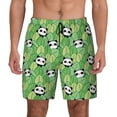 thumbnail image 1 of Kdxio Cartoon Panda And Leaf 1 Print Men's Swim Trunks with Compression Liner 7 Inch Inseam Quick Dry Swim Shorts, 1 of 5