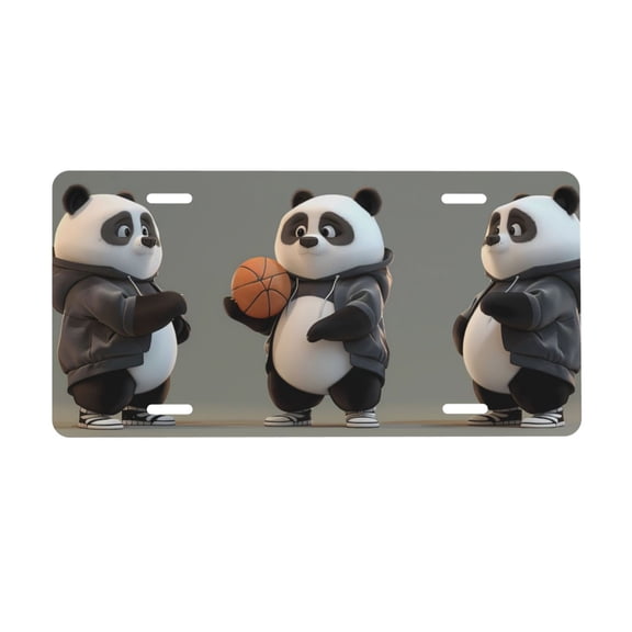 Kdxio Cartoon Pandas Basketball License Plate Car Front License Plate Car Decoration Car Accessories Front Tag Plate Standard Size