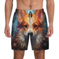 thumbnail image 1 of Kdxio Cartoon Pattern Corgi Print Men's Swim Trunks with Compression Liner 7 Inch Inseam Quick Dry Swim Shorts, 1 of 5